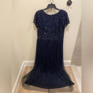 Adrianna Papell sequin tulle formal gown Petite length